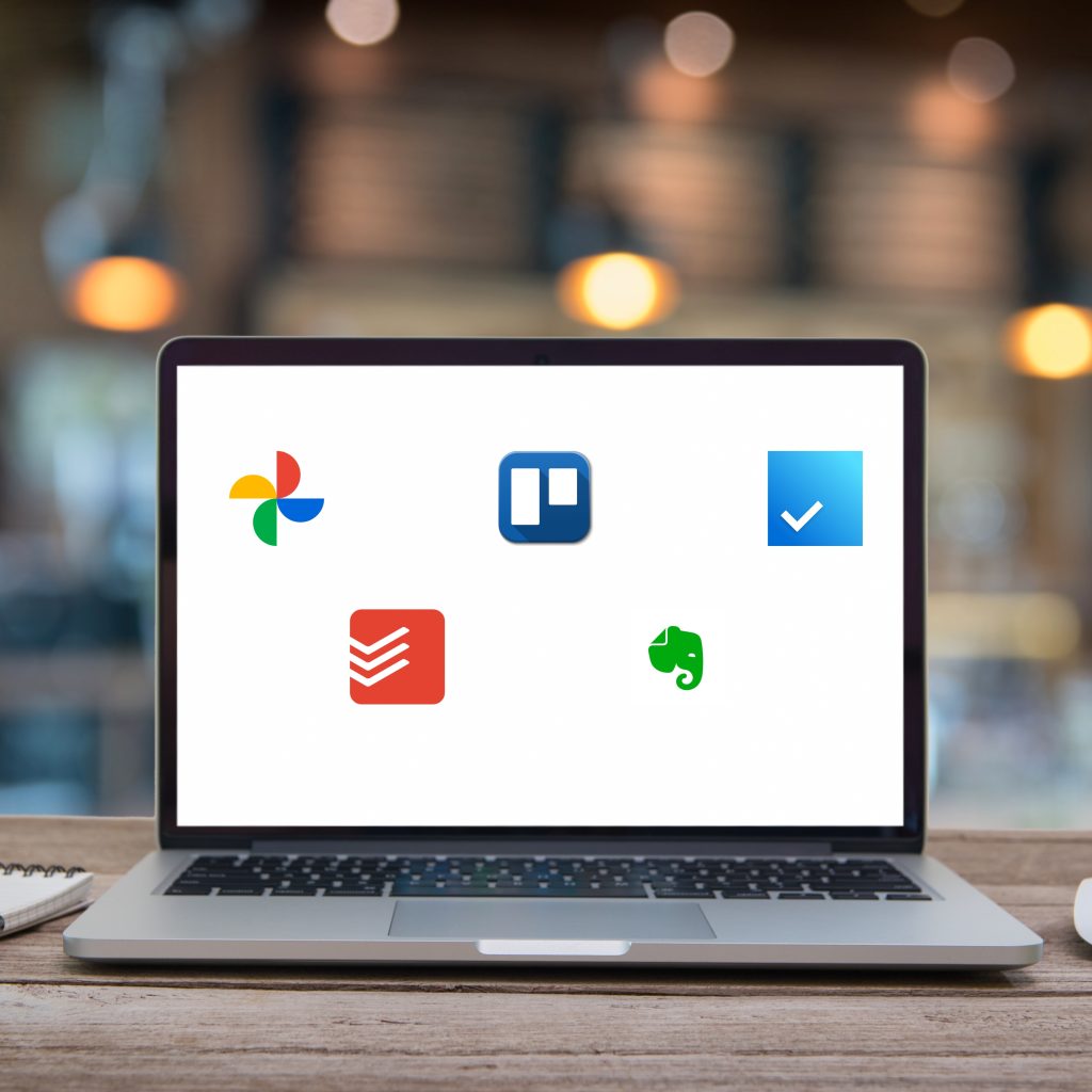Productivity App Icons in the laptop